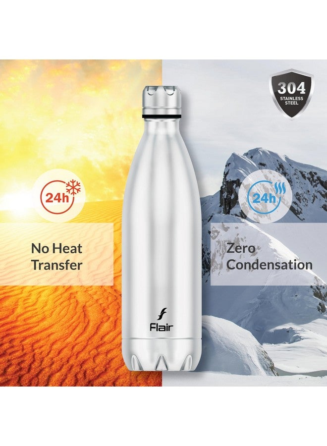 Flair زجاجة عازلة فليير ثيرموستيل تريومف 500 مل - فضي وأسود، تصل إلى 24 ساعة ساخنة وباردة، مانعة للتسرب، خالية من BPA، مثالية للسفر، التنزه، زجاجة السفر والاستخدام اليومي - Image 3