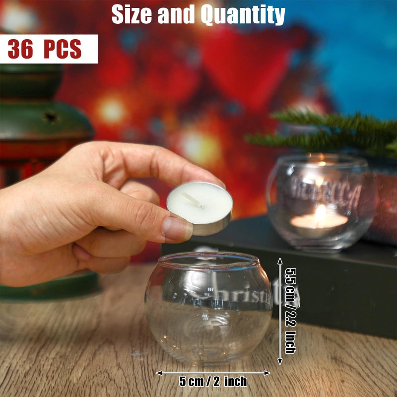 Uiifan 36 Pcs Clear Votive Candle Holder 1.97'' x 2.17'' Bulk Glass Tea Lights Round for Wedding Candle Jars Holder for Wedding Table Centerpiece Party Birthday Home Decoration - Image 2