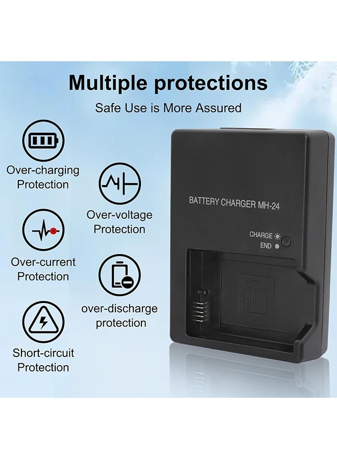 Gecomo Camera Battery Charger, MH-24 Charger Compatible with Nikon P7100 P7000 D5100 D5200 D5300 D5500 D5600 Df D3100 D3200 D3300 Camera(Black) - Image 4