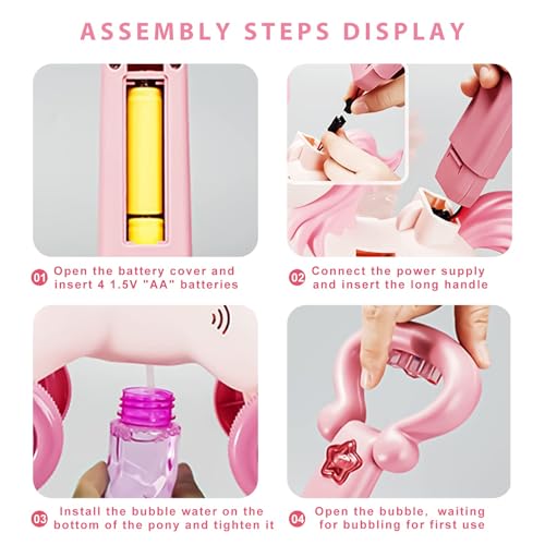 IGINOA Pink Bubble Machine Blower Maker Lawn Mower Walking Toy Christmas Basket Stuffers Outdoor Summer Girls Kids Toddler 1st Birthday Best Gift for 1 2 3 Year Old Unique Cute Valentines Day Unicorn Gifts - Image 5