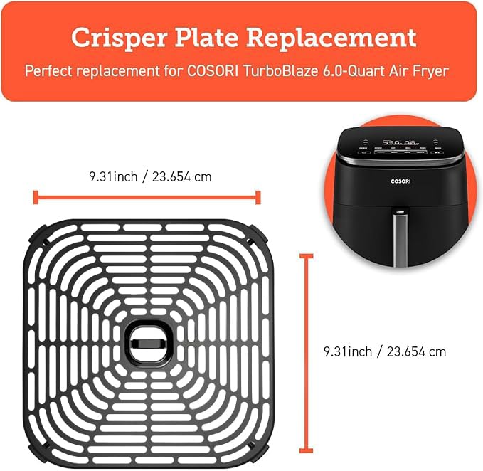 Cosori Turboblaze 6Qt Air Fryer Original Crisper Tray Replacement Accessories for CAFDC601KUS Air Fryer Ceramic NonStick DishwasherSafe CRPDC601RCKUS Dark gray - Image 3
