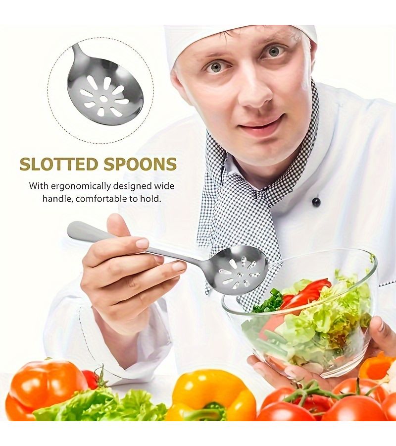 Golden 2 Pack 7.87 Inch Stainless Steel Soup Spoon And Strainer Set - Image 4