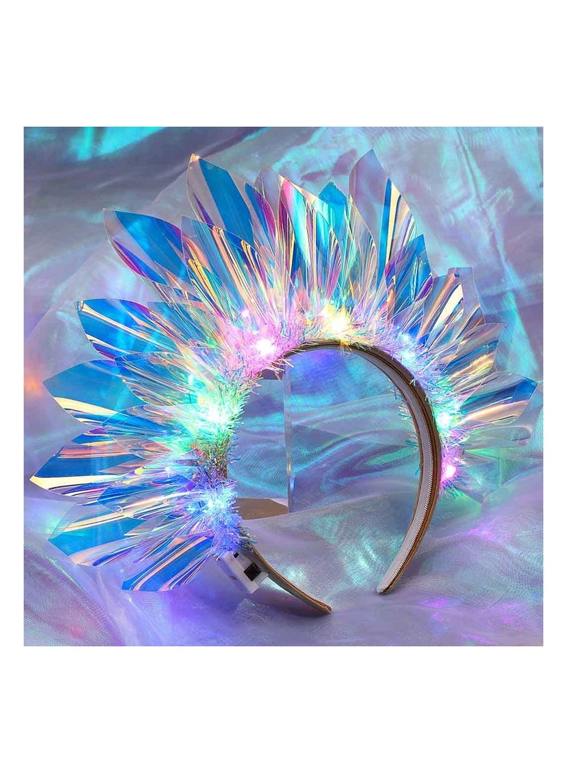 KASTWAVE LED Light Up Headband, Tinsel Hair Hoop, Party Nightclub Rave Hair Accessories for Women and Girls, Flashing Headpiece Festival Hair Accessories - Image 2