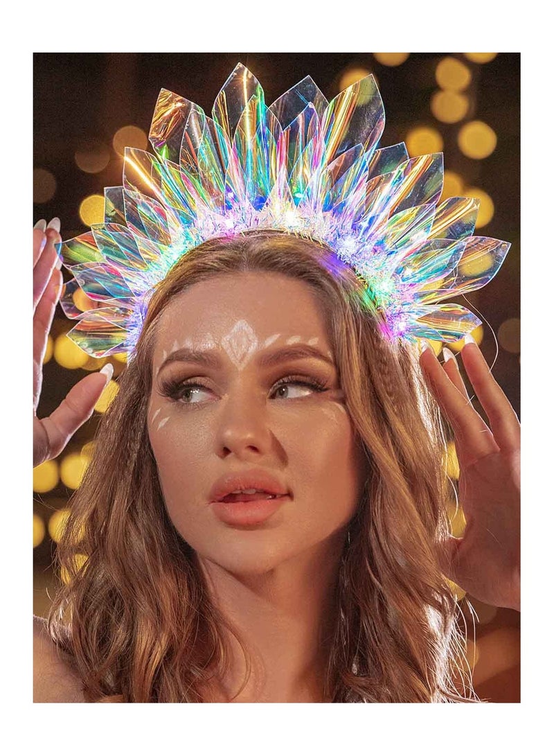 KASTWAVE LED Light Up Headband, Tinsel Hair Hoop, Party Nightclub Rave Hair Accessories for Women and Girls, Flashing Headpiece Festival Hair Accessories - Image 1