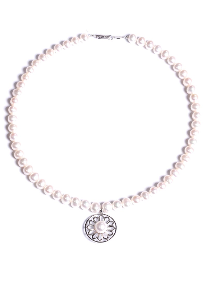 MIKURA Necklace 1st 42Cm, Freshwater Pearls, A Quality, White Color, 9.5-7.0MM, 18KW - Image 1