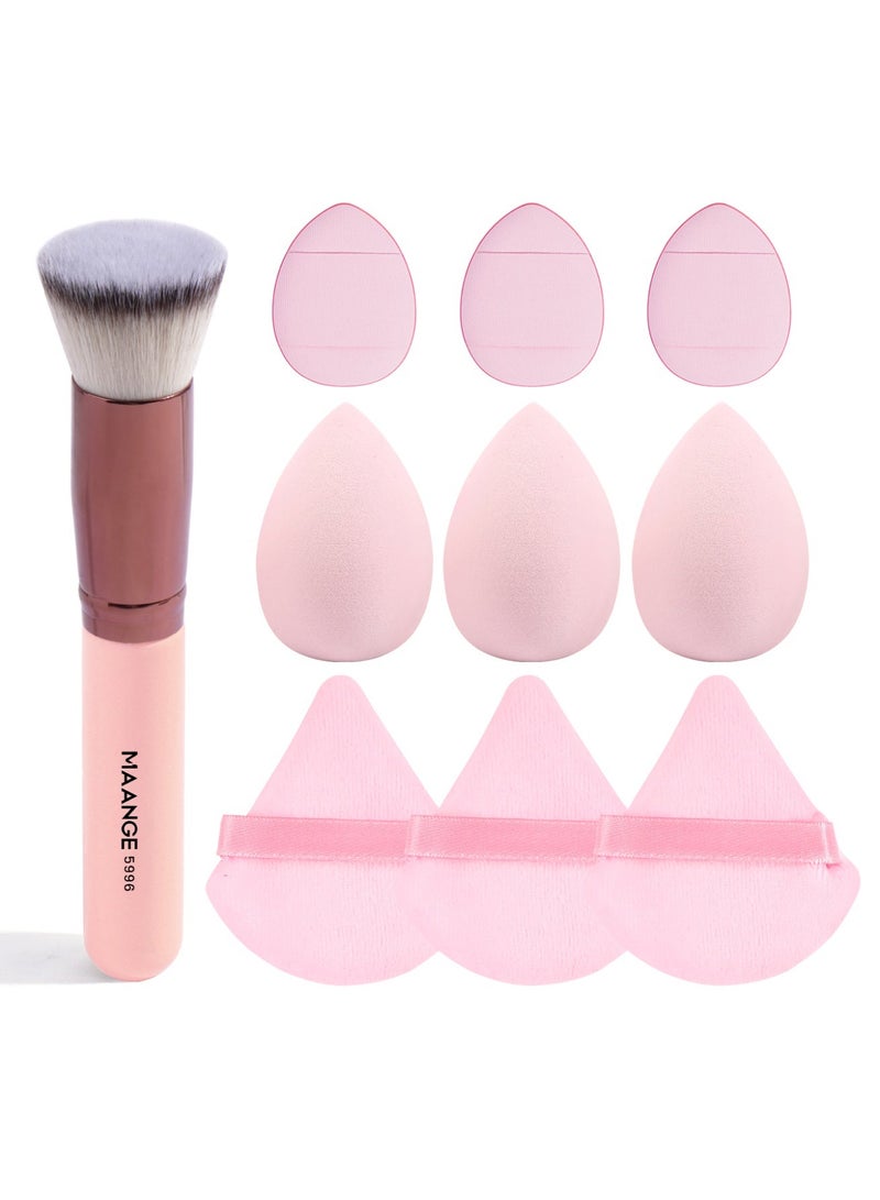 MAANGE 10Pcs Makeup Tool Set, Foundation Makeup Brush, Makeup Sponge and Makeup Egg, Travel Makeup Brush, Portable Foundation Brush with Cover Perfect for Blending Liquid, Cream or Powder Cosmetics - Image 2