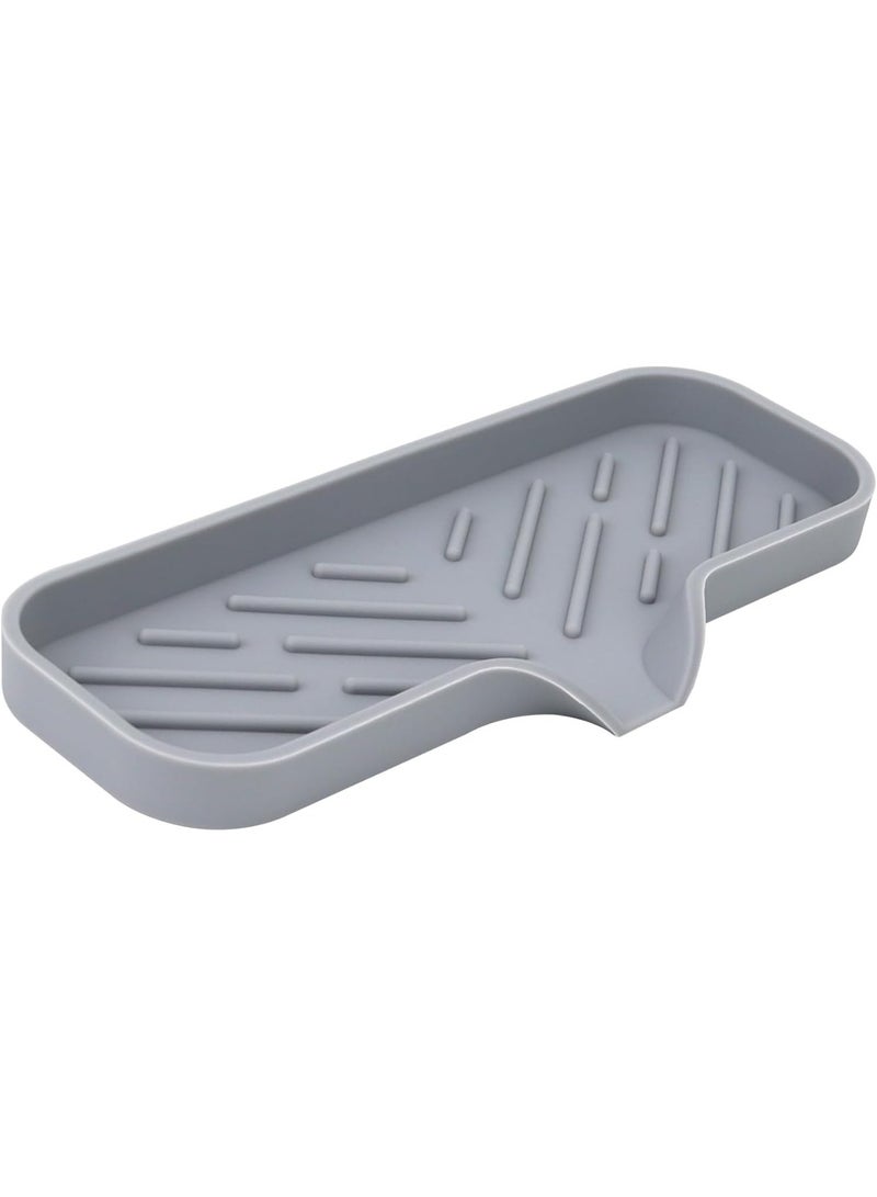 Silicone Bathroom Soap Dishes, Sponge Holder for Kitchen Sink, Shower Soap Holder with Drain, Soap Dispenser Tray, Soap Dish for Bottle, Cup, Sink or Counter Organizer - Gray - Image 1
