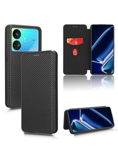 HuHa Case Cover For Realme GT Neo5 SE Carbon Fiber Texture Flip Leather Phone Case Black 