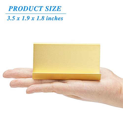 BAOHD Business Card Holder for Desk, Modern Metal Business Card Holder Display, Aluminum Desktop Business Card Organizer, Business Name Card Stands, 2 Pack, Gold - Image 2