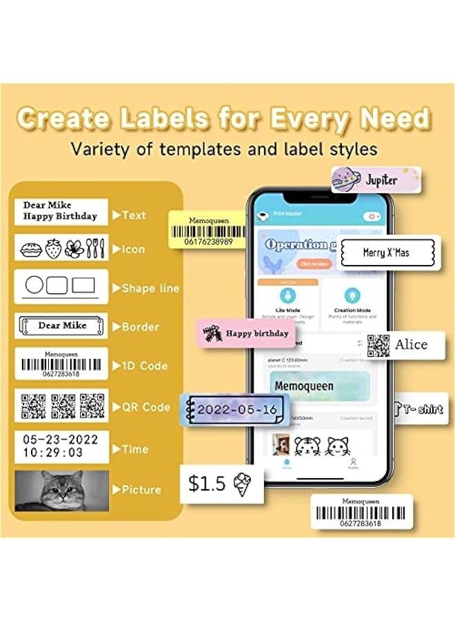 phomemo Label Maker Machine with Tape, D30 Portable Bluetooth Label Printer for Storage, Barcode, Mailing, Office, Home, Organizing, Mini Sticker Make with Multiple Templates, with 3 Rolls - Image 2