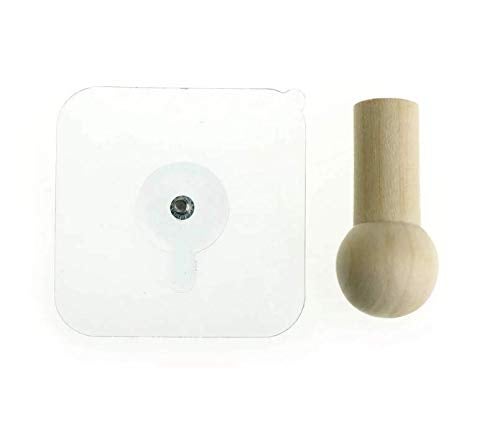 SEMITO Natural Wooden Adhesive HooksSet of 4 Self Adhesive Cloth Hanger Wall Hooks No Drills Cloth Hooks Storage Wall Mounted Cloth Hanging Hook for Cloth Towel Hat Key Original Wood Color - Image 2