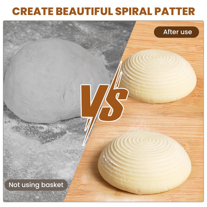 Kikcoin 5 Inch Banneton Bread Proofing Basket Set of 6, Kikcoin Mini Sourdough Bread Baking Supplies, Small Banneton Basket Proofing Baskets for Sourdough Bread Baking - Image 4