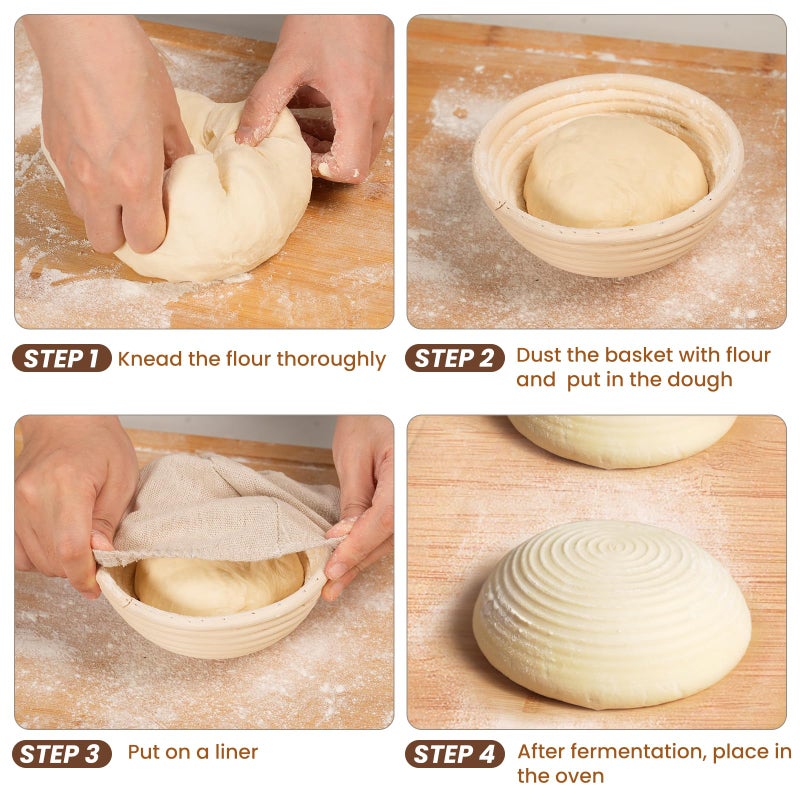 Kikcoin 5 Inch Banneton Bread Proofing Basket Set of 6, Kikcoin Mini Sourdough Bread Baking Supplies, Small Banneton Basket Proofing Baskets for Sourdough Bread Baking - Image 5