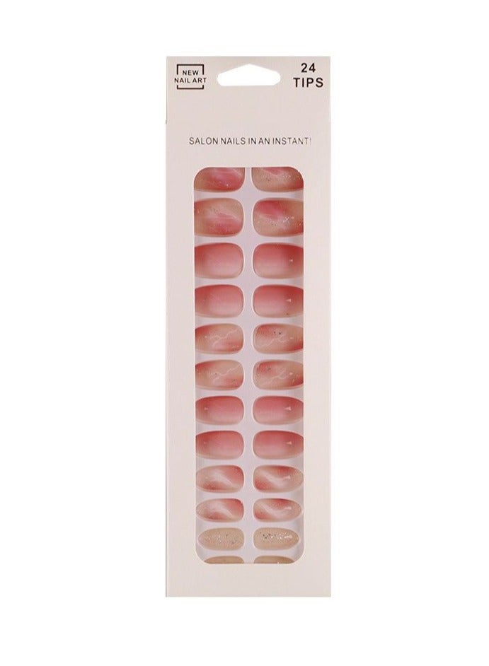 SCHAVO Pink Smudge Short Fake Nails 24Pcs - Image 1