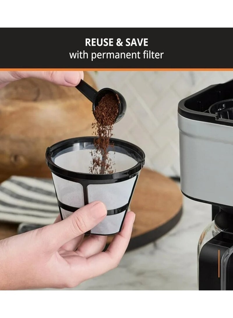 showkah Coffee Maker, Single Cup Ground Coffee Making Machine, Easy One Touch Operation with Filter Basket, SS Coffee Cup with Lid Instant Coffee Maker - Image 3