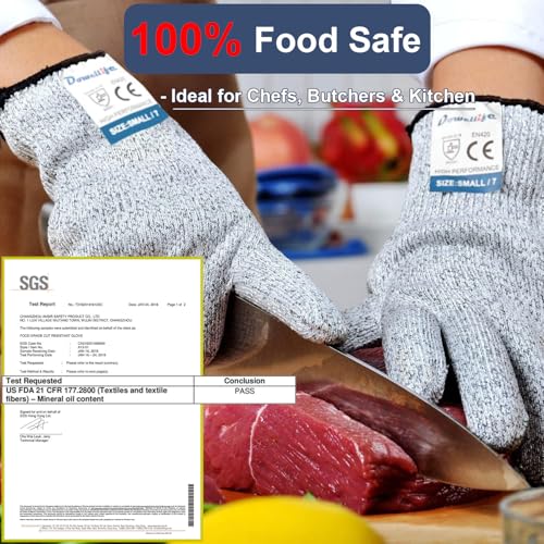 Dowellife Cut Resistant Gloves Food Grade Level 5 Protection, Safety Kitchen Cut Gloves for Chef Oyster Shucking Mandolin Knife Butcher Meat Cutting - Image 3