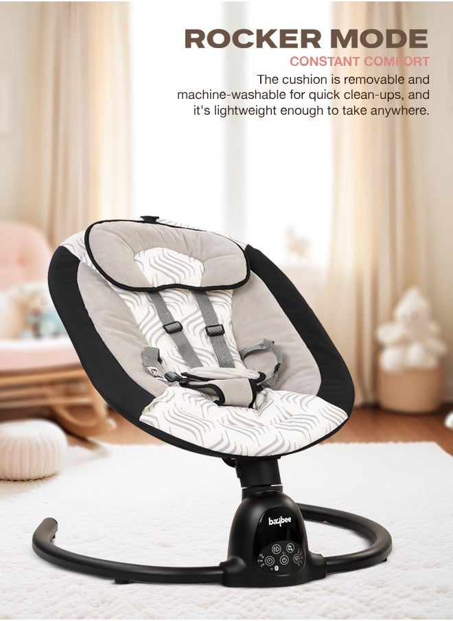 BAYBEE - Electric Baby Rocker with 5 Sway Speeds, Remote Control Music and Hanging Toys Multifunctional Soothing Vibrational Baby Resting Portable Automatic Baby Swing Cradle for Infant Babies Boy Girl Black - Image 1