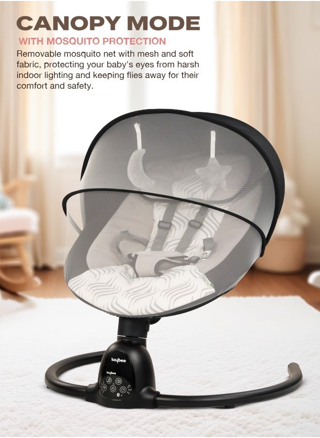 BAYBEE - Electric Baby Rocker with 5 Sway Speeds, Remote Control Music and Hanging Toys Multifunctional Soothing Vibrational Baby Resting Portable Automatic Baby Swing Cradle for Infant Babies Boy Girl Black - Image 1