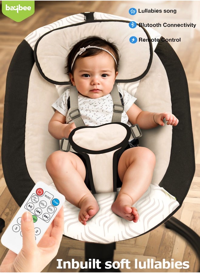 BAYBEE - Electric Baby Rocker with 5 Sway Speeds, Remote Control Music and Hanging Toys Multifunctional Soothing Vibrational Baby Resting Portable Automatic Baby Swing Cradle for Infant Babies Boy Girl Black - Image 1