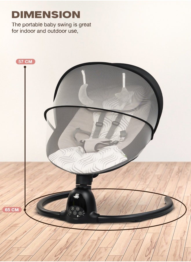 BAYBEE - Electric Baby Rocker with 5 Sway Speeds, Remote Control Music and Hanging Toys Multifunctional Soothing Vibrational Baby Resting Portable Automatic Baby Swing Cradle for Infant Babies Boy Girl Black - Image 1