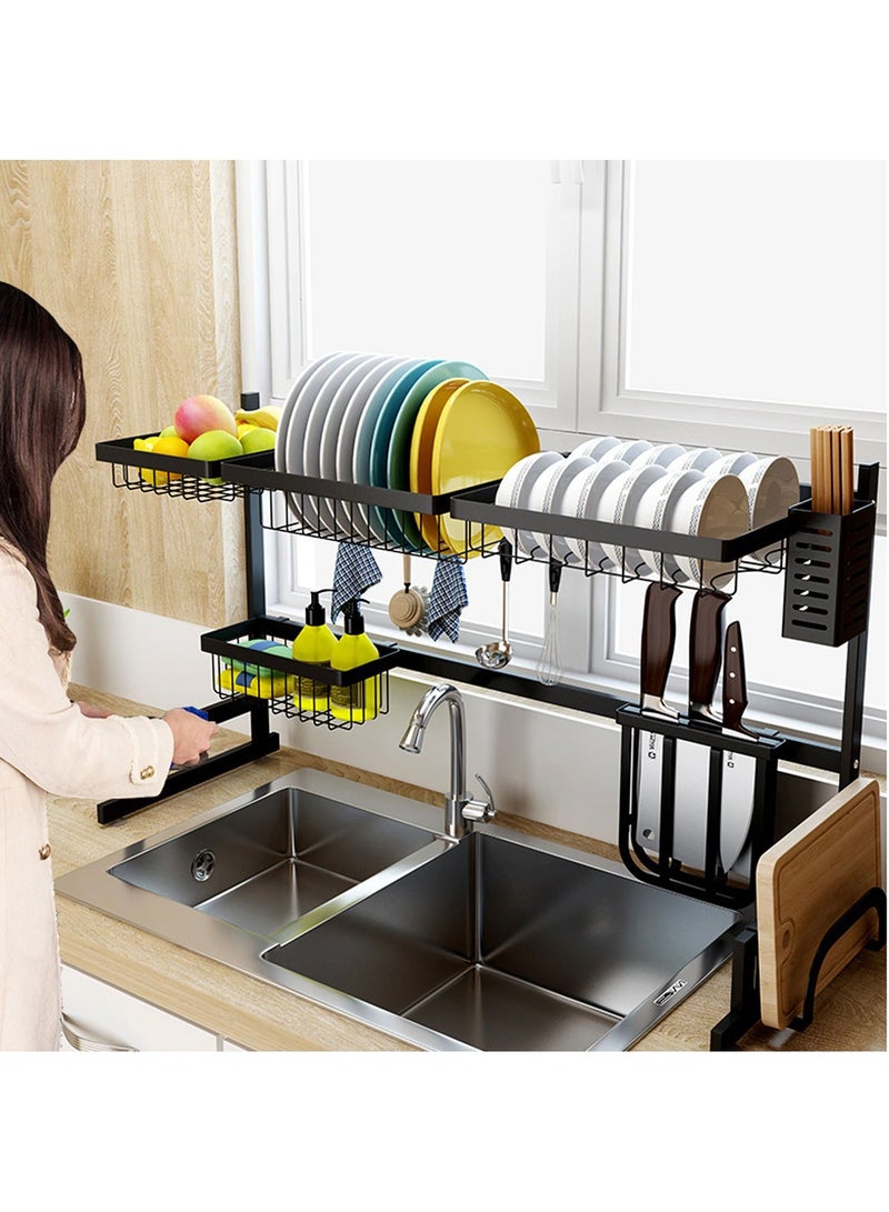منظم المطبخ رف الأطباق فوق الحوض حامل أدوات المائدة غسل أدوات المائدة لوح التصريف تخزين المطبخ مصفاة الأطباق رف التصريف - Image 2