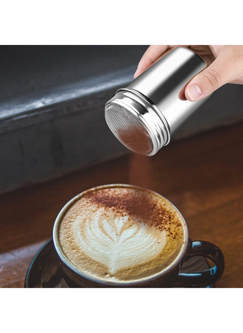 FINALITY finality Stainless Steel Powder Sugar Shaker with Mesh Lid Chocolate Coffee Sifter Sprinkler Dredgers for Coffee Cappuccino Latte CocoaCinnamon PowderIcing SugarChocolate Coffee 250 Ml Silver  - Image 5