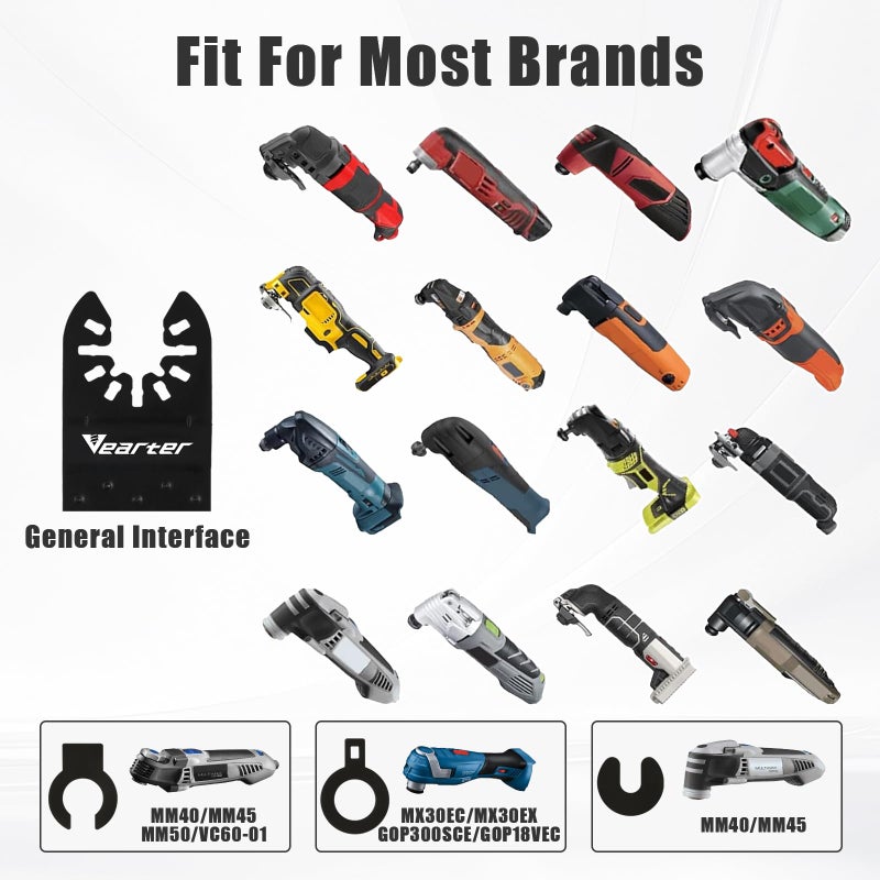 Vearter 5PCS Diamond Oscillating Saw Blades, Universal Multitool Blades for Grit Grout Removal, Quick Release Multi Tool Kit for Tile, Air Brick, Cement, Concrete, Masonry - Image 2