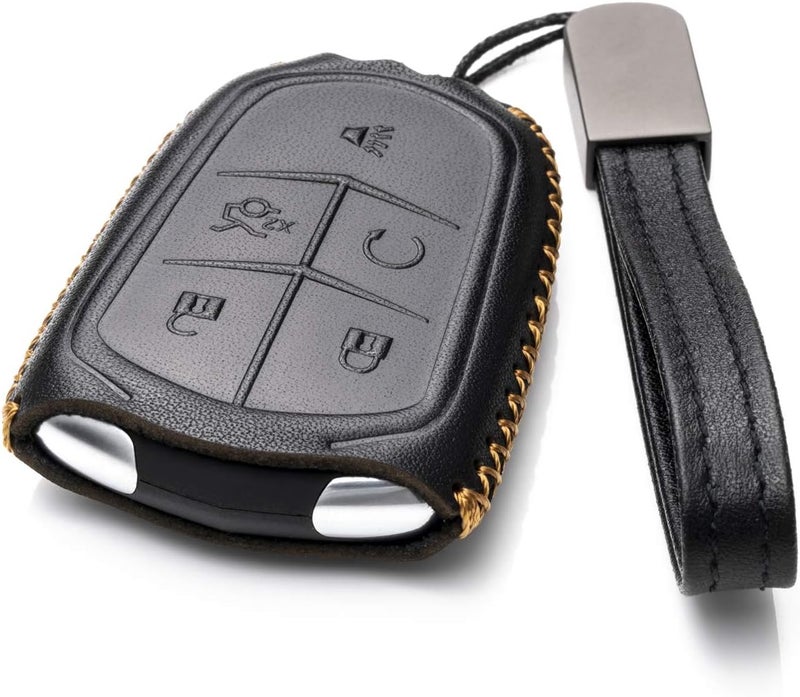 Vitodeco Genuine Leather Smart Key Fob Case Compatible for Cadillac XT4, Cadillac XT5, Cadillac XT6 2019 - 2023 (5-Button, Black) - Image 2