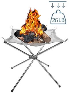 PYC Portable Fire Pit Outdoor 22 Inch Camping Fire Pit Foldable Steel Mesh Fire Pits Fireplace  - Image 1
