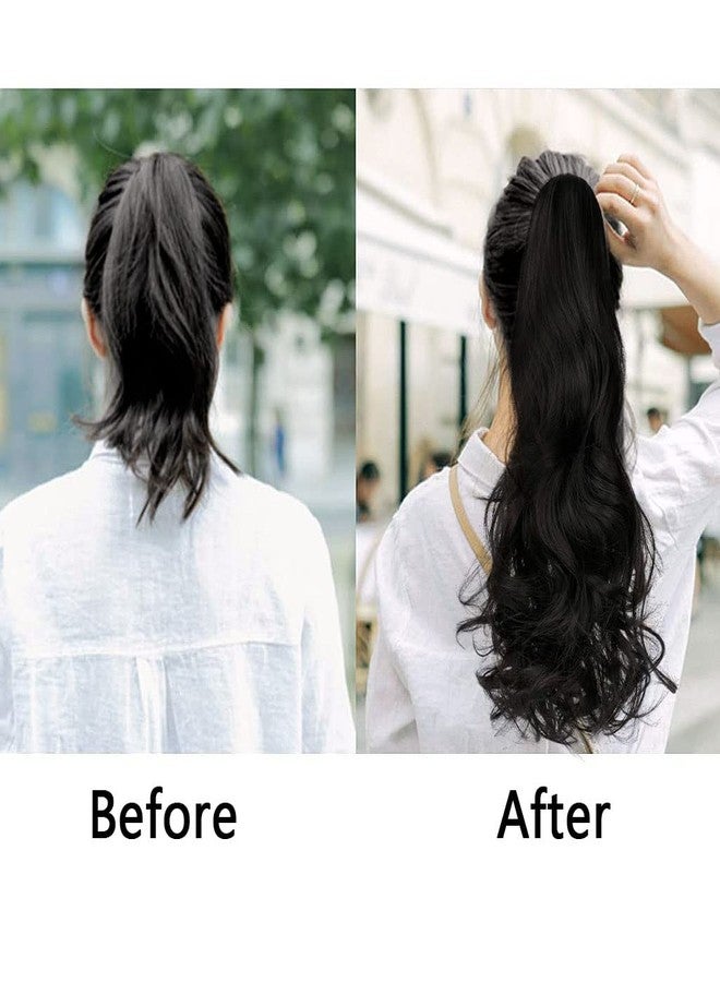 MAYCREATE® Long Ponytail Hair Extension for Women, Black Clip On Claw Curly Hair Extensions for Ponytail, 22in One Piece Soft Synthetic Hairpieces - Image 5