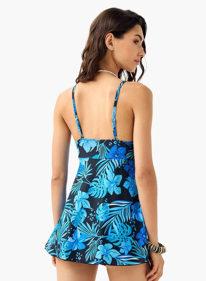 Splash FAV Floral Print Strappy Swim Top and Briefs Set