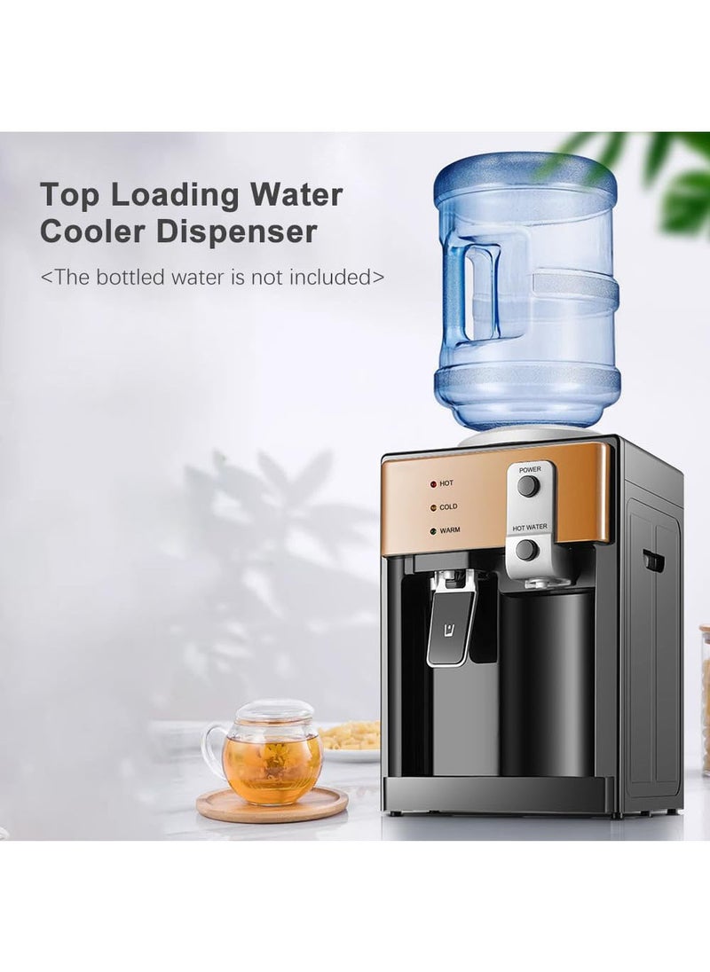HUA Water Dispenser, Top Loading Water Cooler for 1.2 to 5 Gallon, 3 Temperature Settings Room Temperature Water Cold Hot Water Dispenser, Bedside Water Dispenser for Home, Office, Dormitory Use  - Image 2