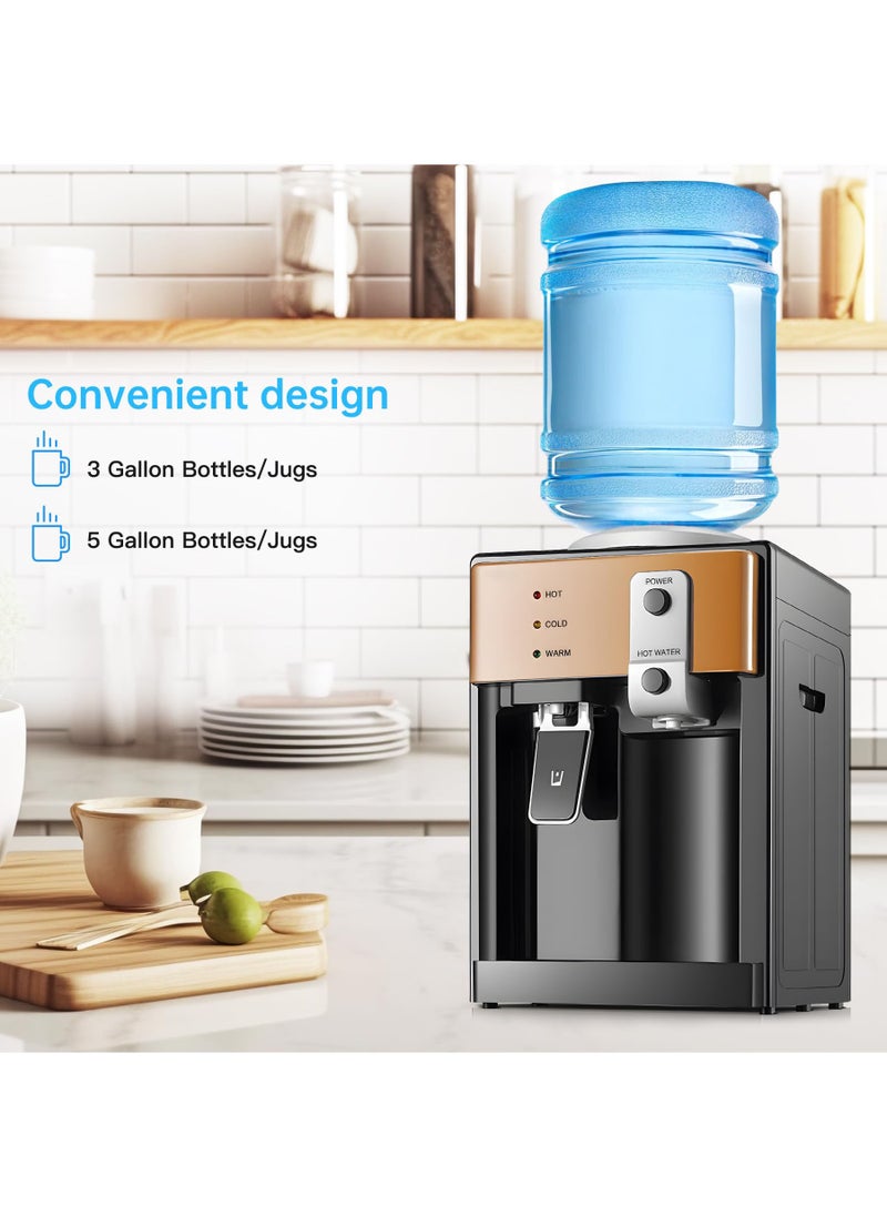 HUA Water Dispenser, Top Loading Water Cooler for 1.2 to 5 Gallon, 3 Temperature Settings Room Temperature Water Cold Hot Water Dispenser, Bedside Water Dispenser for Home, Office, Dormitory Use  - Image 4