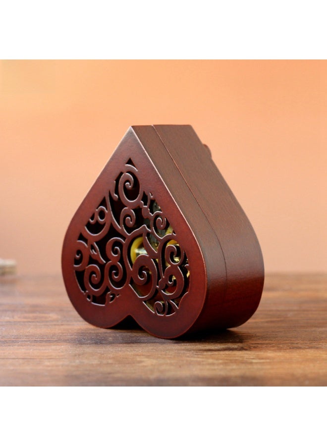 Vintage Heart-shaped Hand-cranked Music Box Wooden Octave Box Sky City Canon Creative Gift Gift Wholesale-Color:04 【classical Green】 Gold-plated Movement-Dimensions:Music The Legend Of Sedar - Image 5