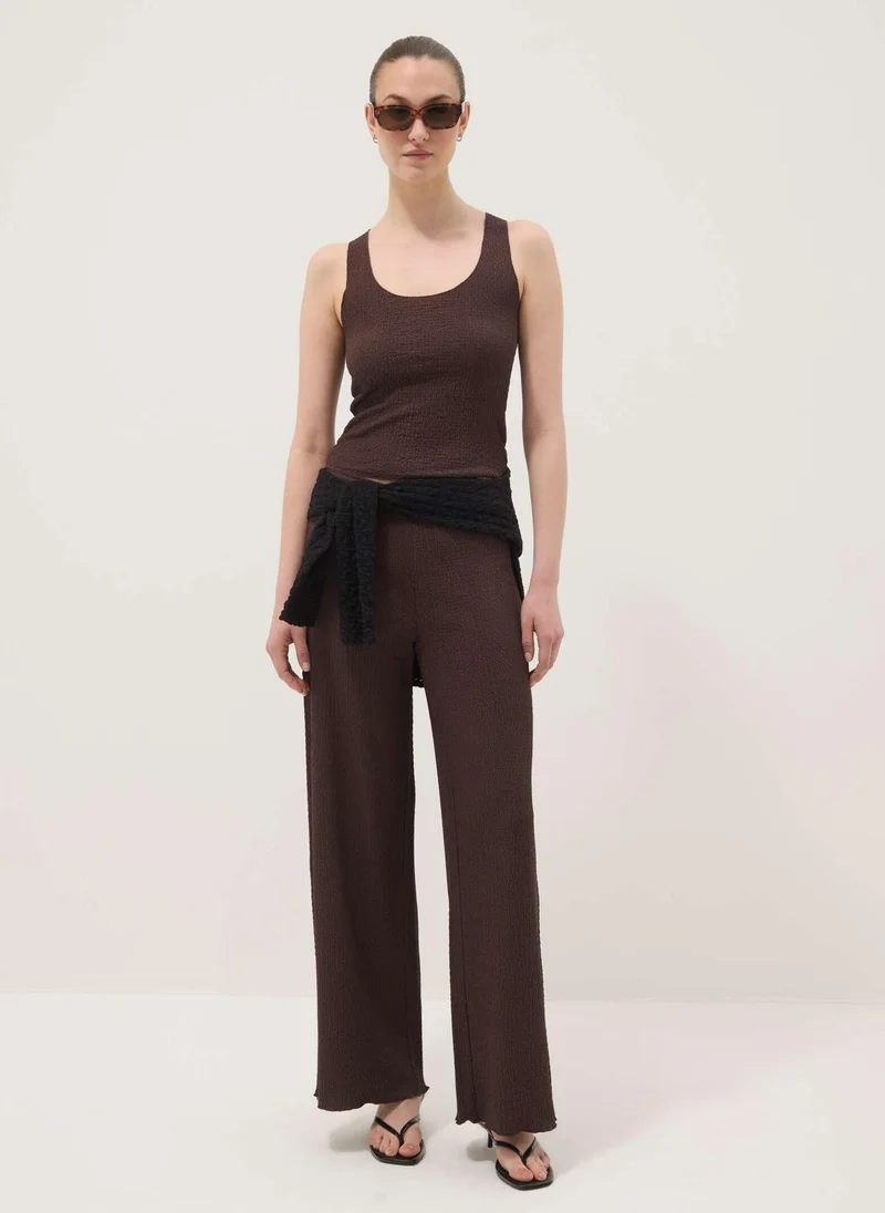 Ovs OVS Brown Textured Stretch Vest Top