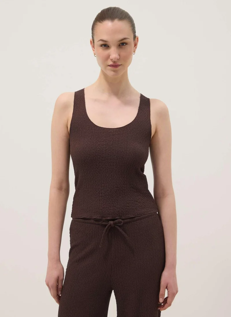 Ovs  OVS Brown Textured Stretch Vest Top for Women | Best Price UAE
