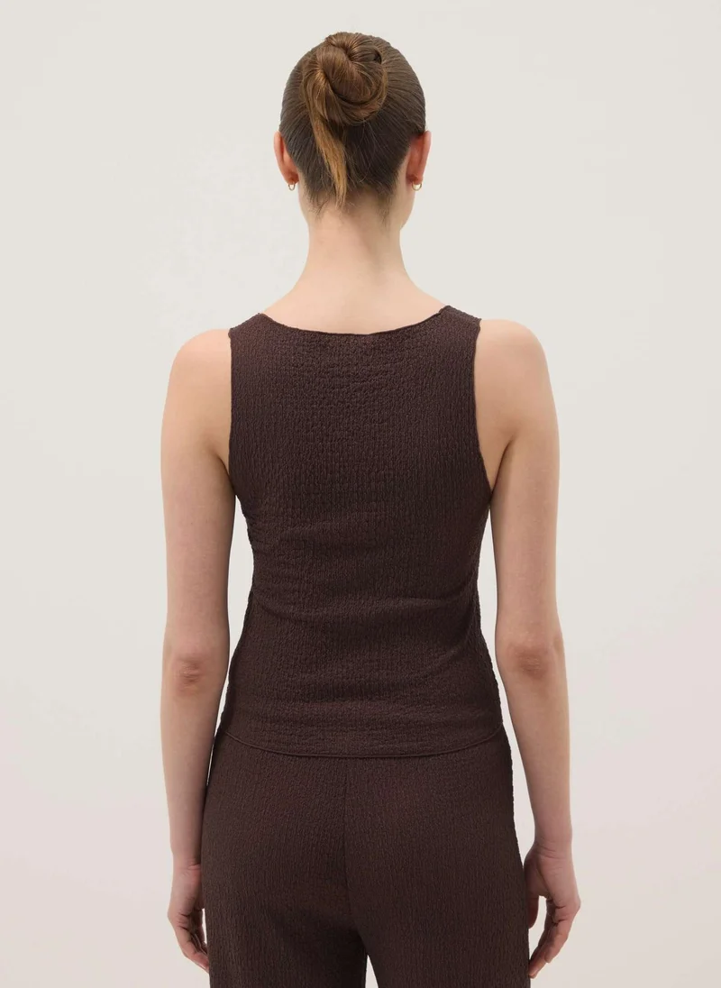 Ovs  OVS Brown Textured Stretch Vest Top for Women | Best Price UAE