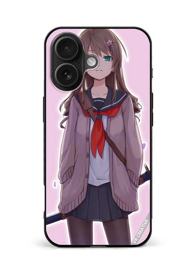 VR CREATIVE Protective Case Cover For Apple iPhone 16 Anime Girl Design Multicolour