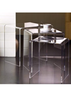 ماركة غير محددة طاولات أكريليك متداخلة، مجموعة من 3 قطع، 18 ارتفاعًا × 17 عرضًا × 11.5 سم، شفافة  - Image 1