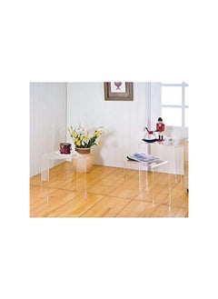 ماركة غير محددة طاولات أكريليك متداخلة، مجموعة من 3 قطع، 18 ارتفاعًا × 17 عرضًا × 11.5 سم، شفافة  - Image 2