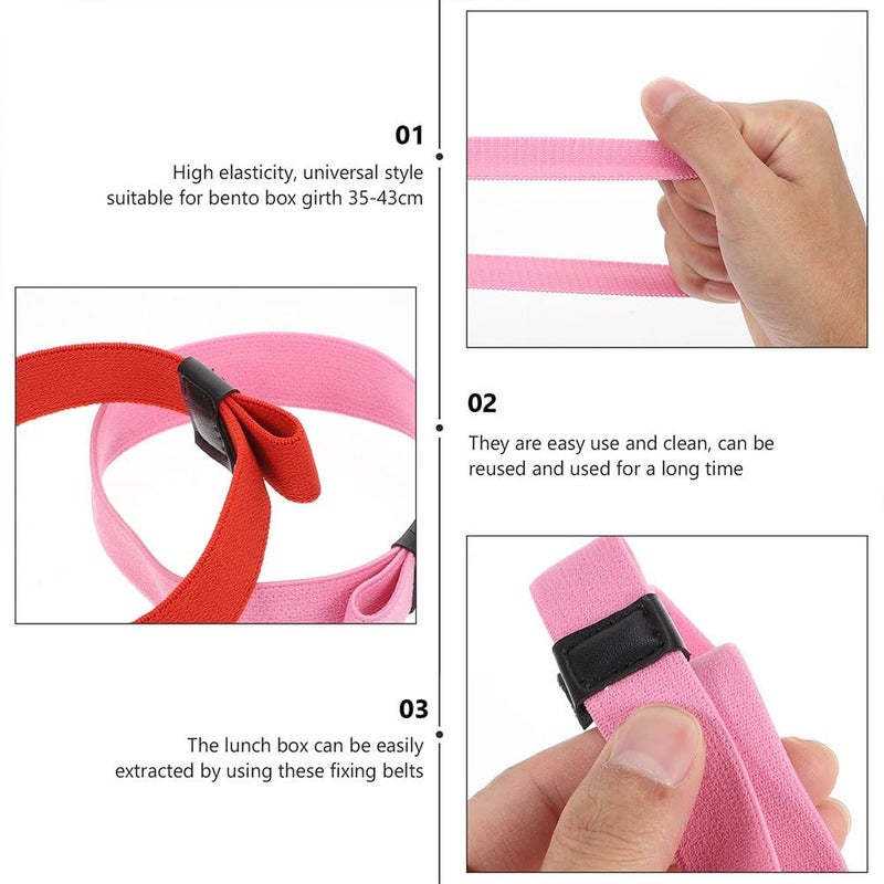 OSALADI 10pcs Lunch Box Elastic Band Outdoor Bento Lunchbox Strap Stretchable Lunch Container Fixing Loop Belt for 35- 43cm Home School Office Random Color  I341816U245  12X2.2X0.3CM - Image 2