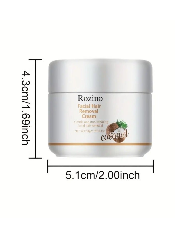 ROZINO Coconut Facial Hair Removal Cream - 50g, Natural Extract, Gentle on Skin, Creates Flawless Contour, Alcohol-Free, Ideal for All Skin Types, ROZINO - Image 2