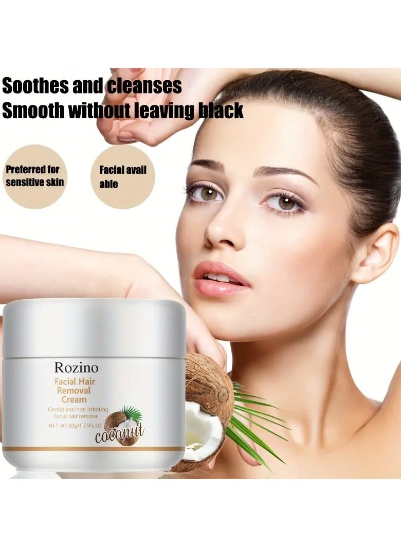 ROZINO Coconut Facial Hair Removal Cream - 50g, Natural Extract, Gentle on Skin, Creates Flawless Contour, Alcohol-Free, Ideal for All Skin Types, ROZINO - Image 5