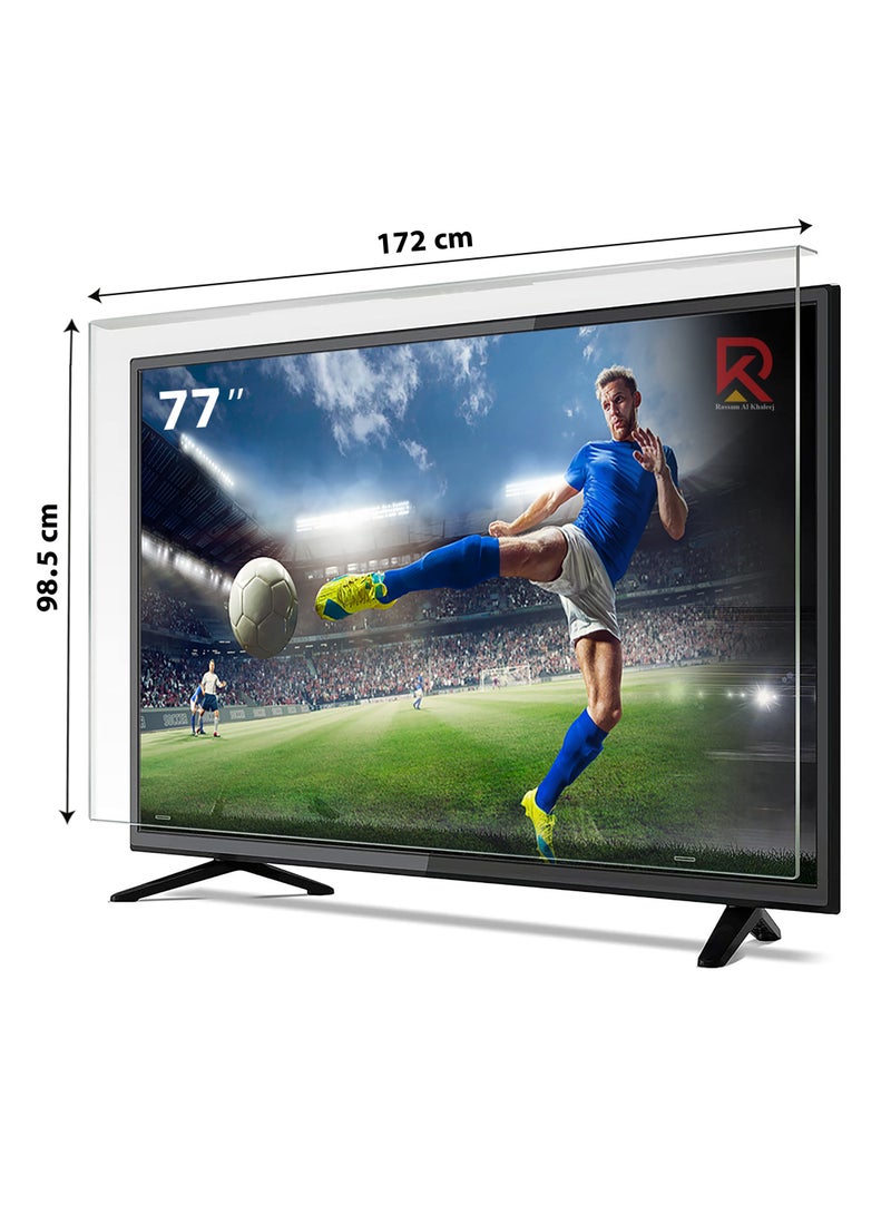 77-Inch TV Screen Protector – Shatterproof, Anti-Blue Ray, Eye Protection, Removable, Waterproof Clear Shield for LED/LCD/4K TVs (172 x 98 cm) - Image 1