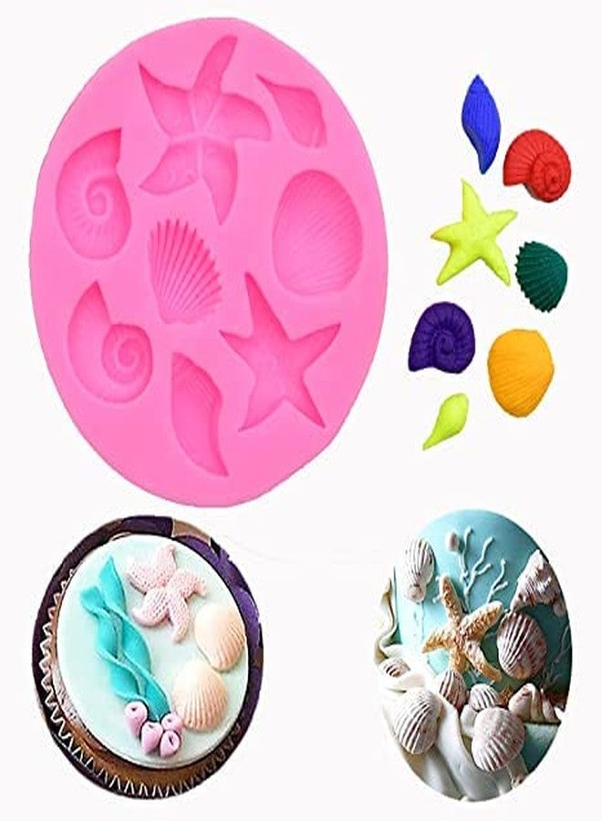 MATIN IMPEX Marine Theme Seashell Conch Starfish Fish Silicone Mold for DIY Under The Sea Style Handmade Fondant Candy Chocolate Desserts Ice Cube Soap Biscuit Plaster Cupcake Topper Cake Decor (CFM128) - Image 1