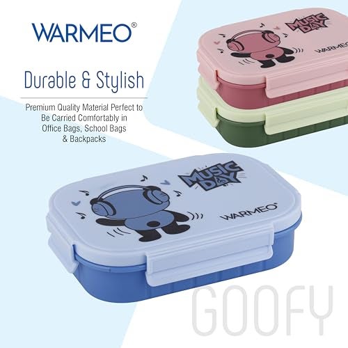 WARMEO Goofy Insulated Lunch Box with Two Compartment BPA Free, Kids Lunch Box,Food Grade Ideal for School, Picnic, Office & Outdoor - 500ml Blue, Stainless Steel - Image 3