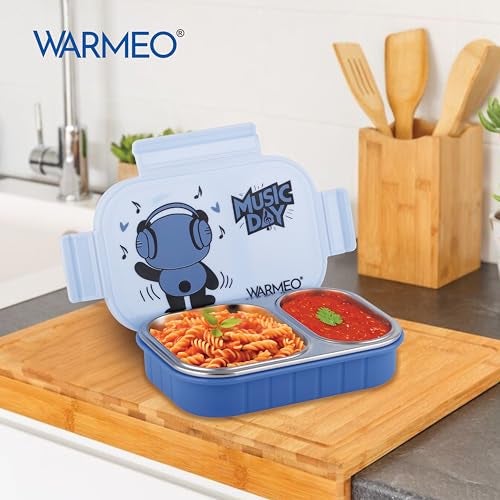 WARMEO Goofy Insulated Lunch Box with Two Compartment BPA Free, Kids Lunch Box,Food Grade Ideal for School, Picnic, Office & Outdoor - 500ml Blue, Stainless Steel - Image 5