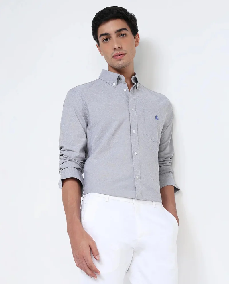 Rare Rabbit Men's Plain Formal Shirt With Embroidered Logo