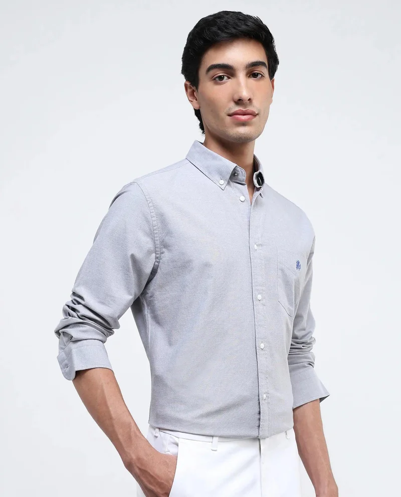 Rare Rabbit Men's Plain Formal Shirt With Embroidered Logo