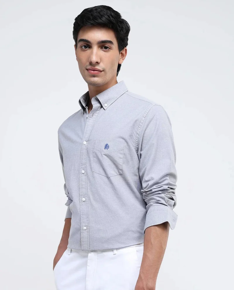 Rare Rabbit Men's Plain Formal Shirt With Embroidered Logo